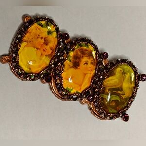 Rare Betsey Johnson Victorian Revival Lucite Cameos Panel Bracelet